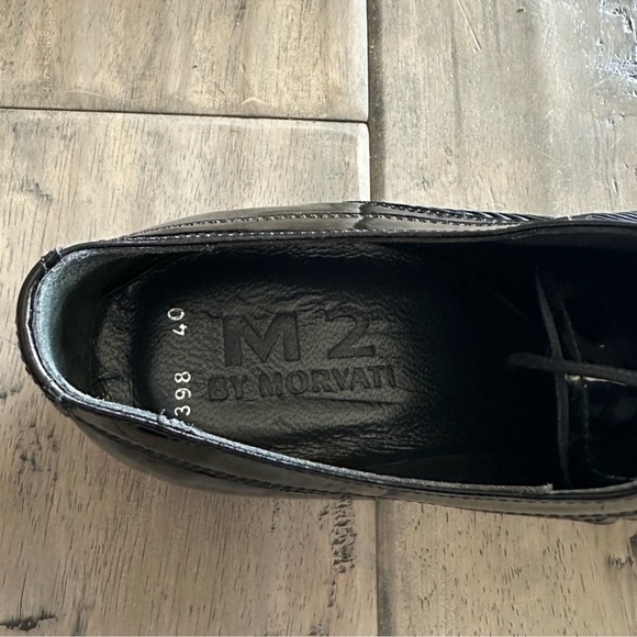 M2 black Lace up oxfords new sz 40 Morvati - Picture 7 of 8